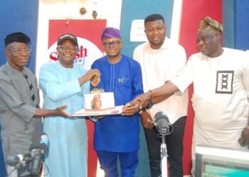 Photo Caption: L-R: The Polytechnic Ibadan's Acting Rector, Dr Taiwo Lasisi, Ambassador Olayinka Agboola, Professor Dahud Shangodoyin, GM Splah FM, Tunde Olawuwo and Chief Babatunde Tijani Double Tee...at the event...