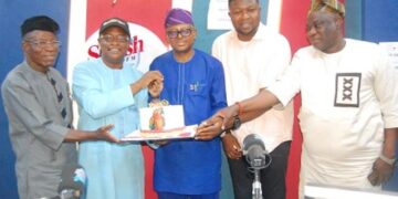 Photo Caption: L-R: The Polytechnic Ibadan's Acting Rector, Dr Taiwo Lasisi, Ambassador Olayinka Agboola, Professor Dahud Shangodoyin, GM Splah FM, Tunde Olawuwo and Chief Babatunde Tijani Double Tee...at the event...