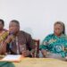 The Acting Rector Dr Taiw Lasisi flanked by the Deputy Rector Mrs Olaide Salawu Registra. Mr Joseph Adewumi Ogunjimi and other management staff at the press conference