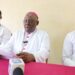 Most Rev. Gabriel Leke Abegunrin, Catholic Archbishop of Ibadan Ecclesiastical Province (Middle)flanked by Most Rev. Johh Akin OYEJOLA , Bishop of Osogbo Diocese and Rev Father Anthony Akinwowo Director of Social Communication communication, Ibadan Catholic Archdiocese.