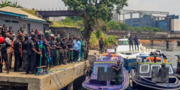 Deputy Inspector General of Police (DIG) Operations, Ali Mohammed Ali and others at the commissioning of the boats