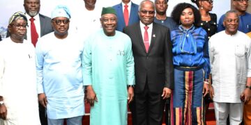 From left, Former Governor of Oyo State and resident of Bodija, Barr Iyiola Oladokun; Deputy Speaker, Oyo State House of Assembly, Hon Abiodun Fadeyi; Deputy Governor of Oyo State, Barr Bayo Lawal and representative of Chief Judge of Oyo State, Justice Ladiran Akintola, during the presentation of report of the committee on Management/Disbursement of Bodija Explosion Relief Fund, held at Executive Chamber Governor's Office, Secretariat, Ibadan. PHOTO: Oyo Gov's Media Unit.