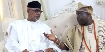 Ogun State Governor Dapo Abiodun and Oba Francis Olusola Alao, Olugbon of Orile Igbon at Olugbon's mum burial in Ile Igbon