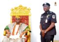 Oba Ghandi Afolabi Olaoye, Soun Orumogege 111 and CP Johnson Adenola, commissioner of Police Oyo state at the palace of Oba Ghandi in Ogbomoso today