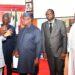 From left, Oyo State Governor, Seyi Makinde; Director General, International Institute of Tropical Agriculture, Dr Simeon Ehui; President of Sierra Leone, Dr Julius Maada Bio, Sierra Leone Minister of Finance, Mr Sheku Bangura and representative of Nigeria Minister of Agriculture and Food Security and Permanent Secretary, Dr Marcus Ogunbiyi, during the opening ceremony of a conference on the Power of Improved Technologies and Public-Private Partnerships to Accelerate the Feed Salone Strategy held at International Institute for Tropical Agriculture (IITA), Ibadan, on Tuesday. PHOTO: Oyo Gov's Media Unit.