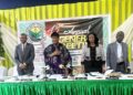 L:R: Mr Adeleke Adefolaju, mini, Permanent Secretary, Political & Economic Affairs Ekiti State, Mr Abdulrahman Yinusa, Odu’a Group Managing Director, Otunba Bimbo Ashiru, Odu’a Group Chairman, Mrs Abiola Ajayi, Company Secretary/ Head of Legal , Dr Adekunle Oyedele, Permanent Secretary, General Administration, Oyo State and High Chief Teslim Igbalaye, SSG, Osun State at the Odu’a 43rd AGM held at Lagos Airport Hotel, Ikeja , Lagos on Thursday