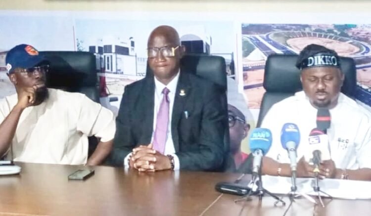 From left, Mr. Mukhtar Azeez, Director of Business Planning and Financial Analysis; Mr. Aremu Taofeek, Director of Finance and Account; and Dr Ibrahim Oladeji Dikko, Chairman/Sole  Administrator, all of Pacesetter Transport Service, during the press briefing.