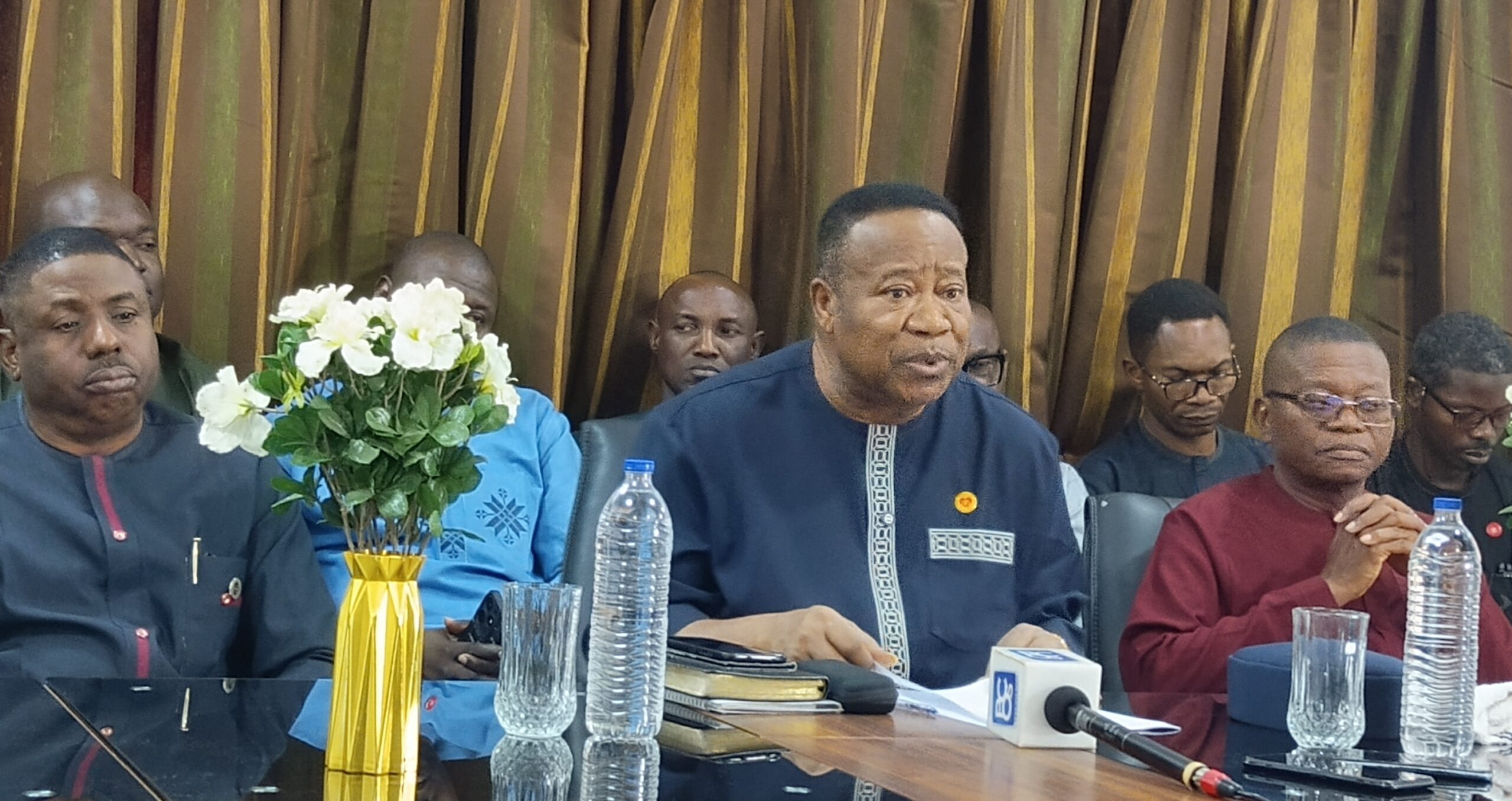 1753270764272 - National Insight News Pastor Femi Emmanuel flanked by other pastors addressingl the media at Livingspring Chapel International Ibadan,