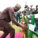 Oyo State Governor, Seyi Makinde, laying the wreath during the 2026 Grand Finale and laying of 2026 Armed Forces Celebration and Remembrance Day, held at Lekan Salami Stadium, Adamasigba, Ibadan. PHOTO: Oyo Gov's Media Unit.