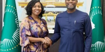 AfCFTA Secretary-General, Mr Wamkele Mene and Special Adviser on International Trade and AfCFTA to Oyo State Governor, Ms Neo Theodore Tlhaselo