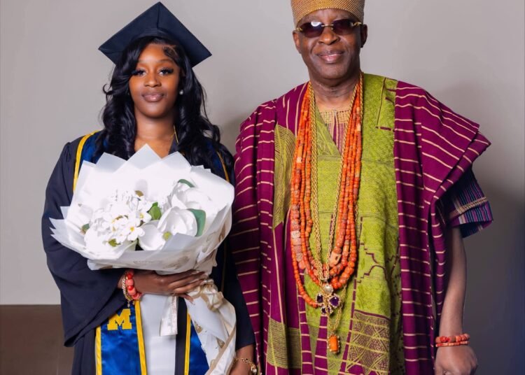 Soun of Ogbomosoland, Oba Ghandi Afolabi Olaoye, Orumogege III and  his daughter, Princess Toluni Ghandi-Olaoye,