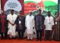 From left, Oyo State Commissioner of Culture and Tourism, Dr Wasiu Olatunbosun; Former Governor of Ekiti State, Dr Kayode Fayemi; Oyo State Governor, Seyi Makinde and his deputy, Barr Bayo Lawal, at the 2026 Oyo State International Tourism Summit, held at International Conference Centre, University of Ibadan. PHOTO: Oyo Gov's Media Unit.