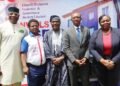 L-R : Otunba Lai Oriowo, Group Director, Odu’a Investment Company Limited, Dr Supo Falana, Managing Director, Glanvills Enthoven, Otunba Bimbo Ashiru, Group Chairman, Odu’a, Mr Abdulrahman Yinusa, Group Managing Director, Odu’a and Mrs Foluso Olaniyan, OON, Group Independent Director, Odu’a at the Glanvills House Commissioning in Lagos
