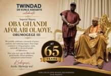 NDC Reps Candidate Dr Kunle Adegbite Celebrates Soun Oba Ghandi at 65