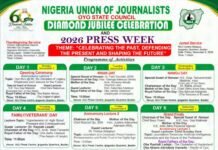 Oyo NUJ Releases Programme for 60th Anniversary, 2026 Press Week